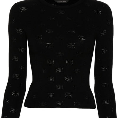 Balenciaga BB-pattern open-knit jumper