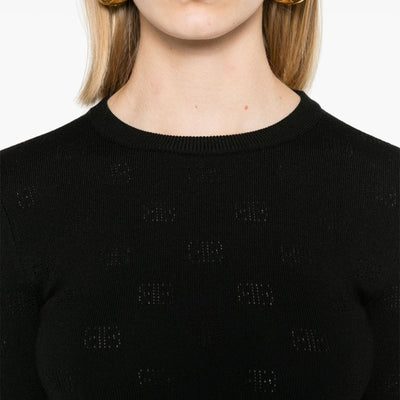 Balenciaga BB-pattern open-knit jumper