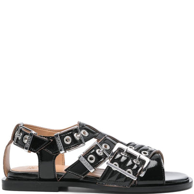 Ganni eyelet-detailing sandals