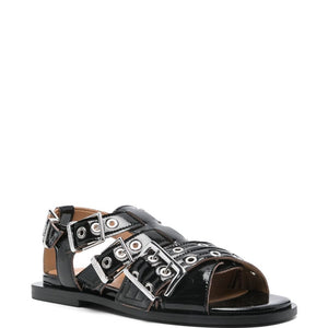 Ganni eyelet-detailing sandals