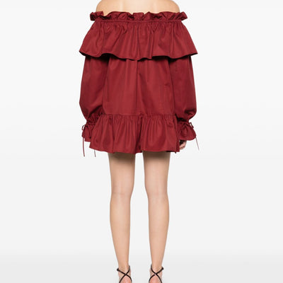 Saint Laurent ruffled cotton mini dress