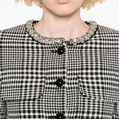 Self-Portrait Houndstooth crop jacket