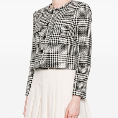 Self-Portrait Houndstooth crop jacket