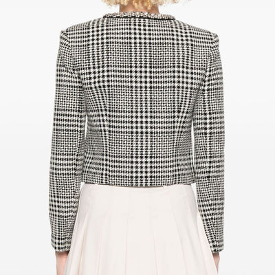 Self-Portrait Houndstooth crop jacket