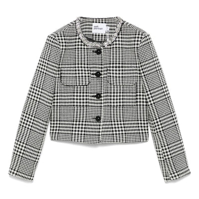 Self-Portrait Houndstooth crop jacket