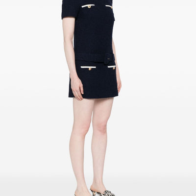 Self-Portrait Short tweed dress with belt