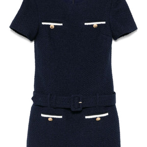 Self-Portrait Short tweed dress with belt