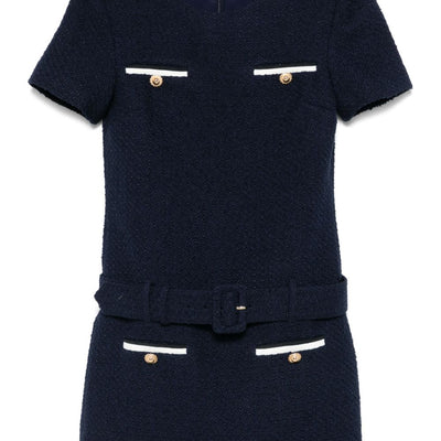 Self-Portrait Short tweed dress with belt