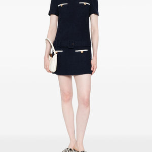 Self-Portrait Short tweed dress with belt