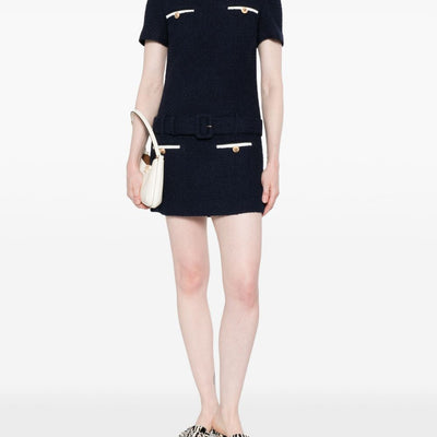 Self-Portrait Short tweed dress with belt