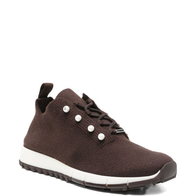 Jimmy Choo Veles Cashmere Melange Knit Trainers with Pearl Buttons
