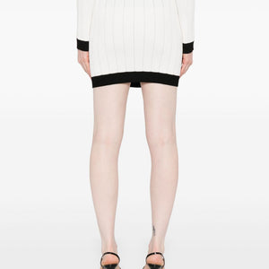 Balmain Button-embellished ribbed-knit mini skirt