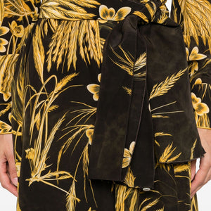 F.R.S . V-neck long sleeves Silk blend printed maxi dress