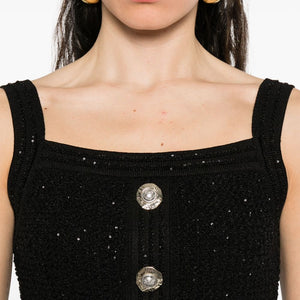 Balmain Black Sleeveless Tops