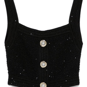 Balmain Black Sleeveless Tops