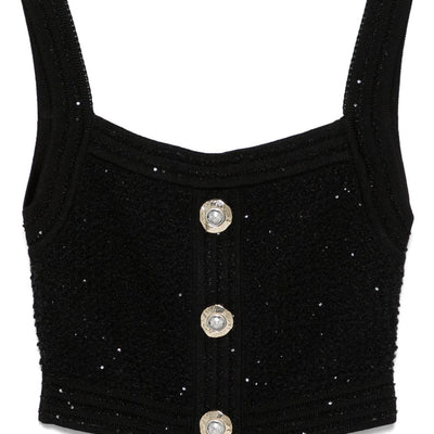 Balmain Black Sleeveless Tops