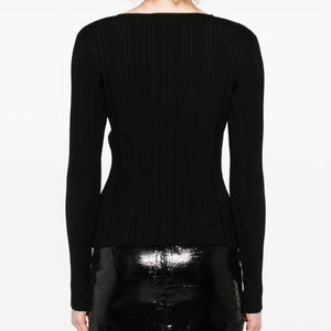 Self-Portrait Lace-trimmed ribbed top