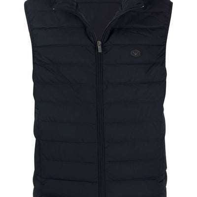 Emporio Armani Full-zip, sleeveless quilted nylon down jacket with eagle logo patch