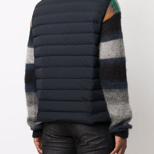 Emporio Armani Full-zip, sleeveless quilted nylon down jacket with eagle logo patch