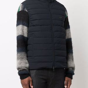 Emporio Armani Full-zip, sleeveless quilted nylon down jacket with eagle logo patch
