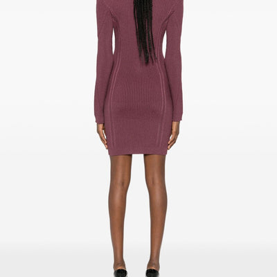 Balmain V-Neck Knitted Mini Dress