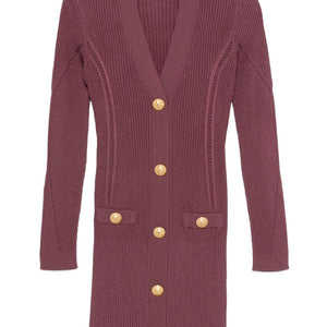 Balmain V-Neck Knitted Mini Dress