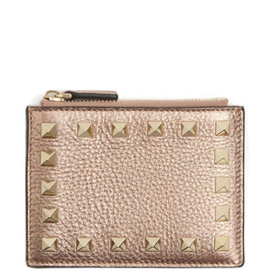 Valentino Garavani-Rockstud grainy card holder