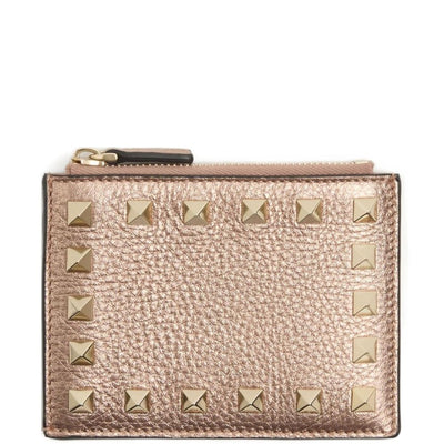 Valentino Garavani-Rockstud grainy card holder