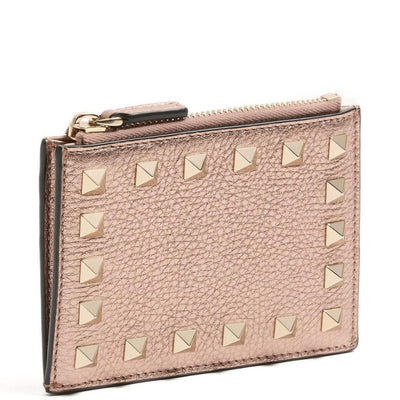Valentino Garavani-Rockstud grainy card holder