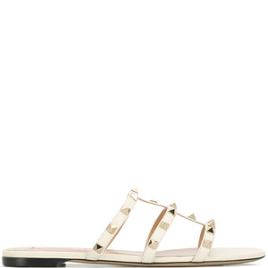 Valentino Garavani Rockstud Laminated Nappa Slide Sandal