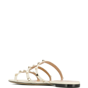 Valentino Garavani Rockstud Laminated Nappa Slide Sandal