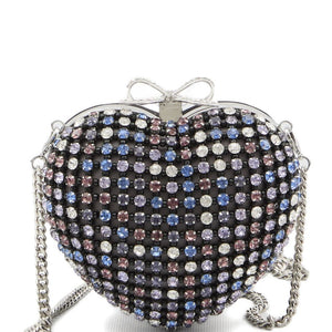 Self-Portrait Multi Crystal Heart Clutch