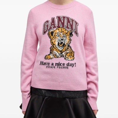 Ganni Wool crewneck sweater