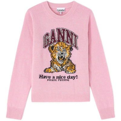 Ganni Wool crewneck sweater