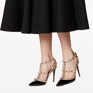 Valentino Garavani Rockstud Patent Pumps With 100mm Straps