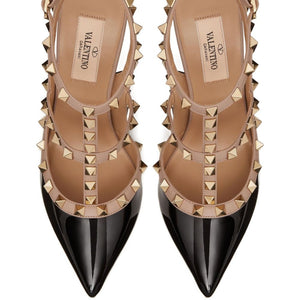 Valentino Garavani Rockstud Patent Pumps With 100mm Straps