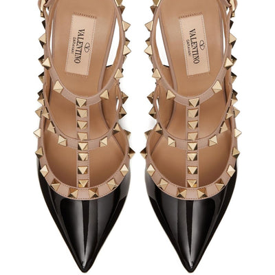 Valentino Garavani Rockstud Patent Pumps With 100mm Straps
