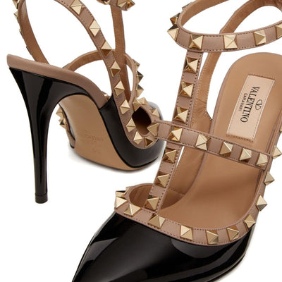 Valentino Garavani Rockstud Patent Pumps With 100mm Straps