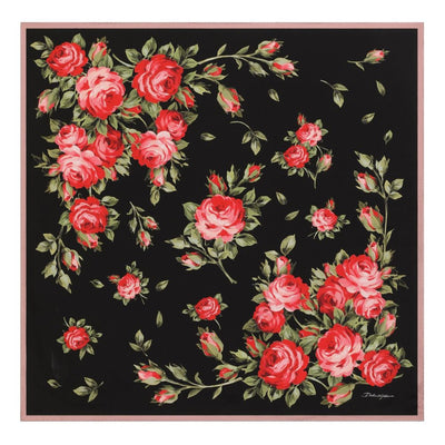 Dolce & Gabbana-Roses Bouquet Print Silk Foulard