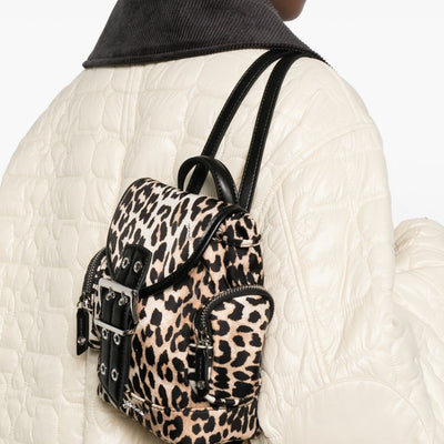 Ganni Leopard Small Nylon Bucky Backpack