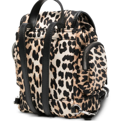 Ganni Leopard Small Nylon Bucky Backpack