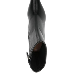 Amina Muaddi Jamie Stretch Bootie 80 Black Stretch Nappa