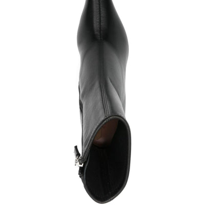 Amina Muaddi Jamie Stretch Bootie 80 Black Stretch Nappa