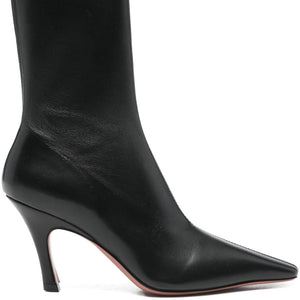 Amina Muaddi Jamie Stretch Bootie 80 Black Stretch Nappa