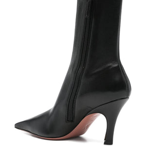 Amina Muaddi Jamie Stretch Bootie 80 Black Stretch Nappa