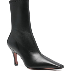 Amina Muaddi Jamie Stretch Bootie 80 Black Stretch Nappa