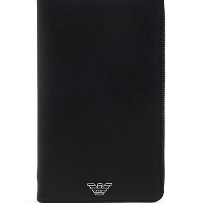 Emporio Armani Saffiano Leather Organizer With Asv Eagle Plaque