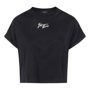 Balmain Logo cotton cropped t-shirt
