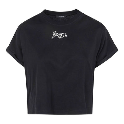 Balmain Logo cotton cropped t-shirt