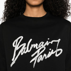Balmain Cropped T-shirt with flocked Letter logo